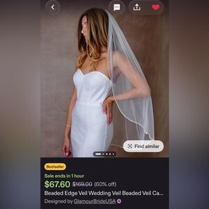 Beaded Edge Bridal Veil with Delicate Pearled Trim